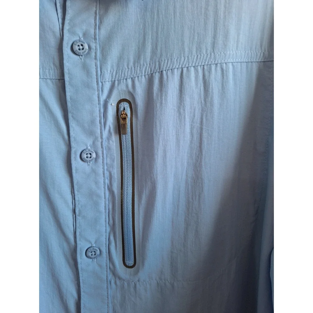 L.L. Bean‎ Nylon Vented Fishing Button Up Shirt Mens XXL Blue Hiking Camping
